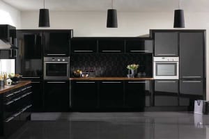 Tủ bếp acrylic đen sang trọng